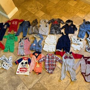 Bundle of infant boy clothes. Disney, Adidas, Oshkosh to name a few.